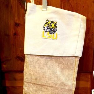 LSU Burlap Christmas Stocking